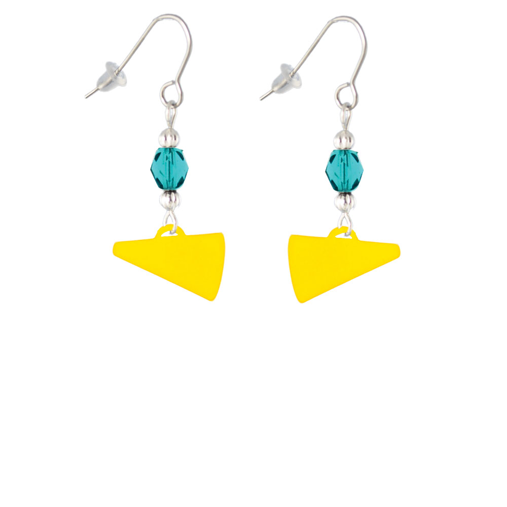 Delight Jewelry Acrylic 3/4" Yellow Megaphone Teal Bead French Earrings
