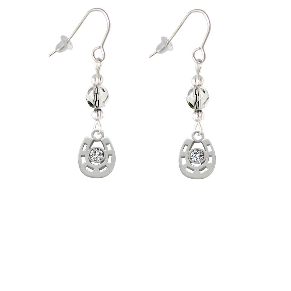 Delight Jewelry Small Clear Crystal Horseshoe Clear Bead French Earrings