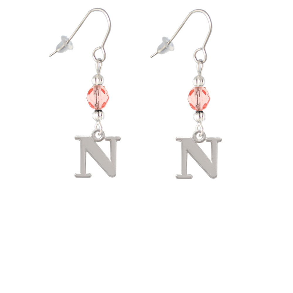 Delight Jewelry Large Greek Letter - Nu - Pink Bead French Earrings