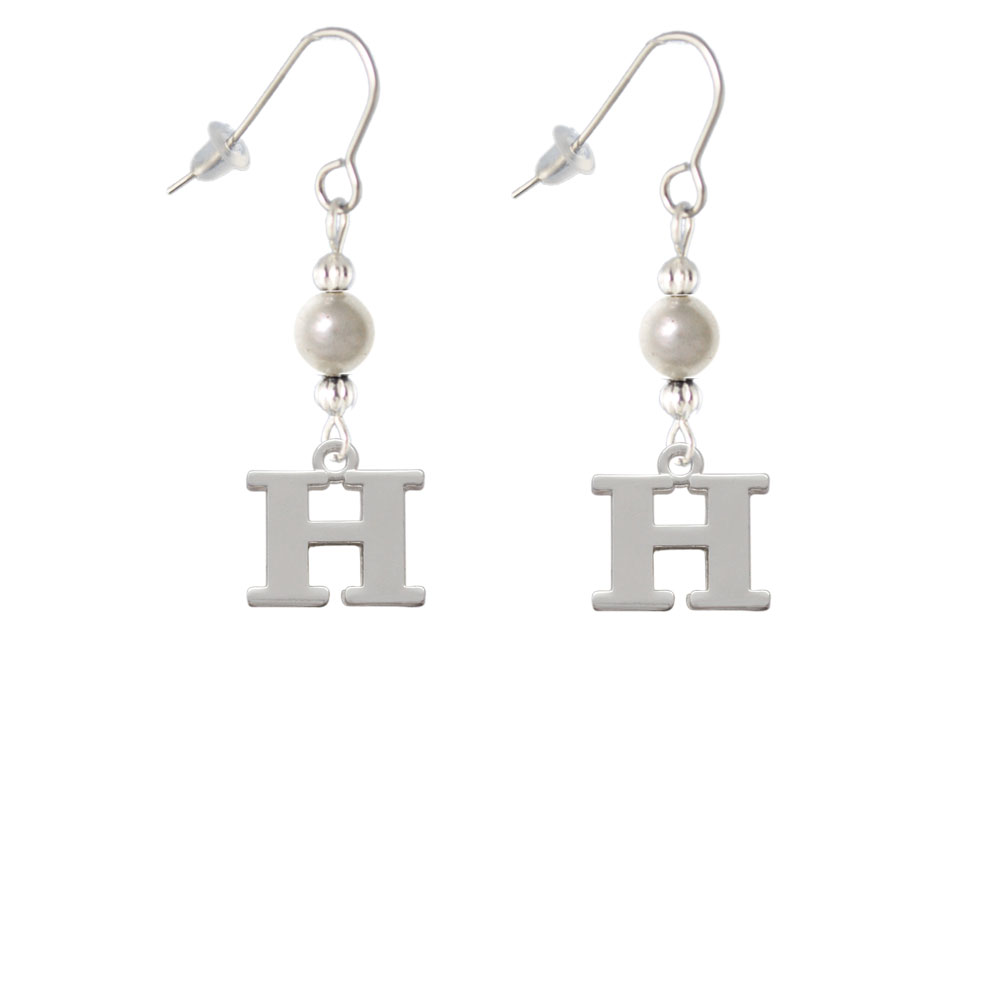 Delight Jewelry Large Initial H Imitation Pearl Bead French Earrings