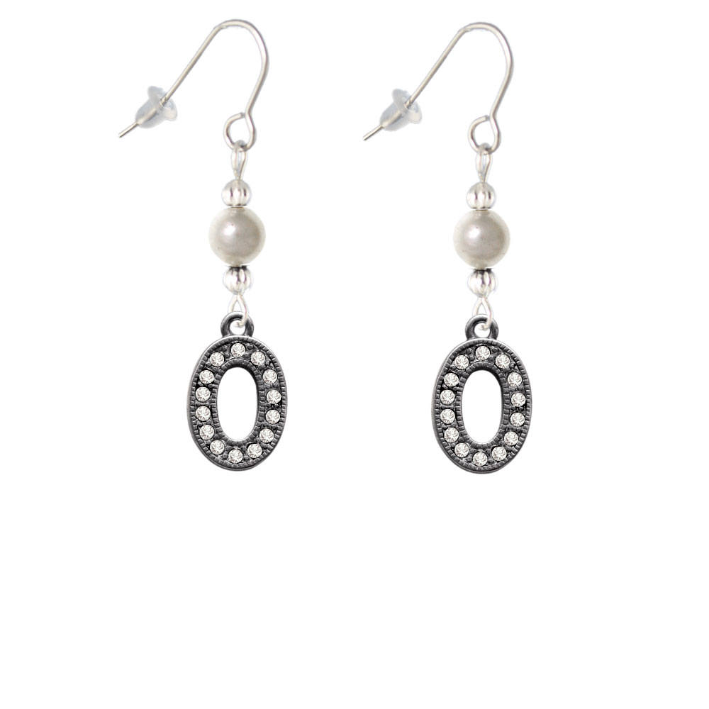 Delight Jewelry Crystal Black Initial - O - Beaded Border - Imitation Pearl Bead French Earrings