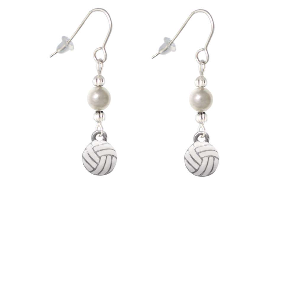 Delight Jewelry Mini Volleyball - Two Sided - Imitation Pearl Bead French Earrings