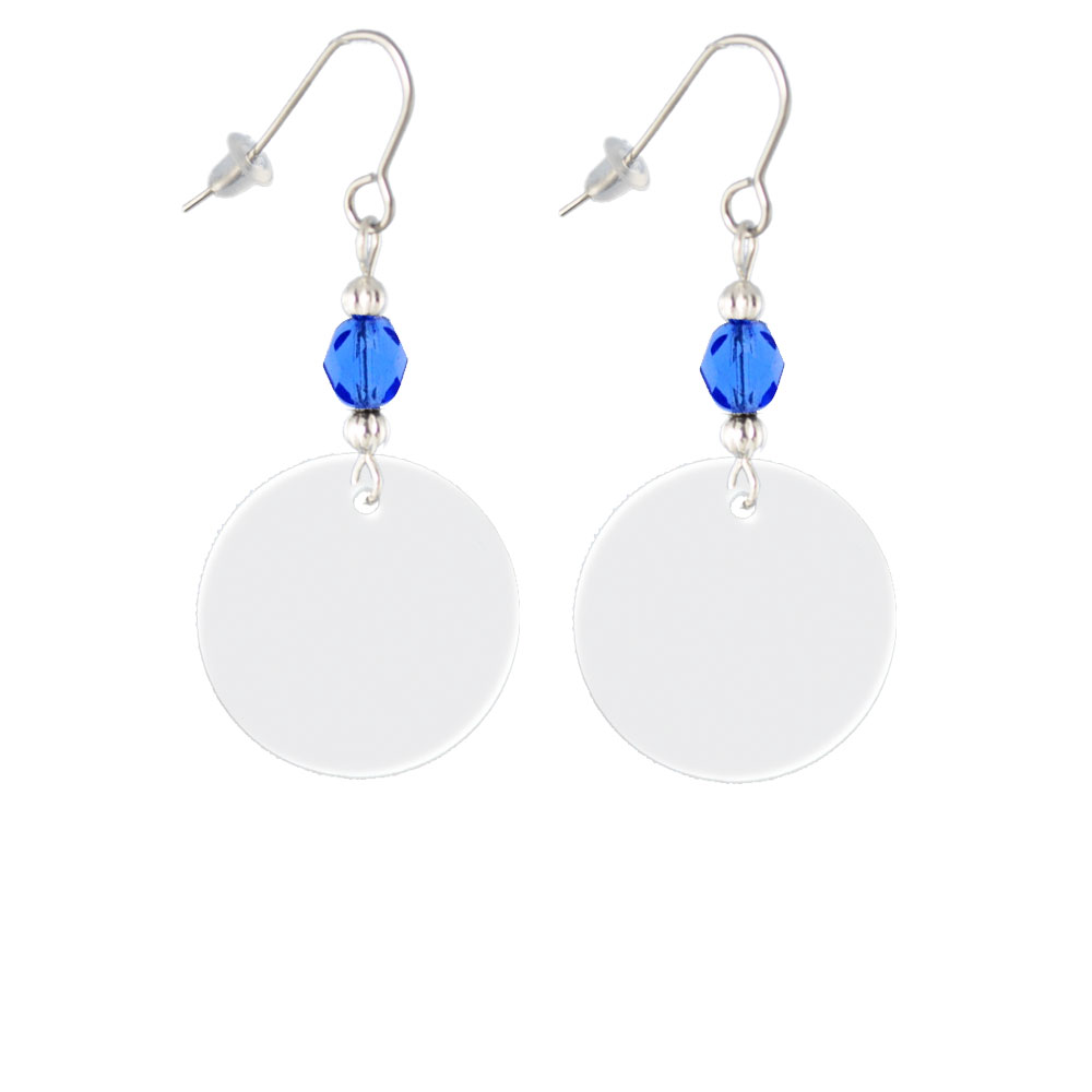 Delight Jewelry Acrylic 1" Disc Imitation Pearl Blue Bead French Earrings