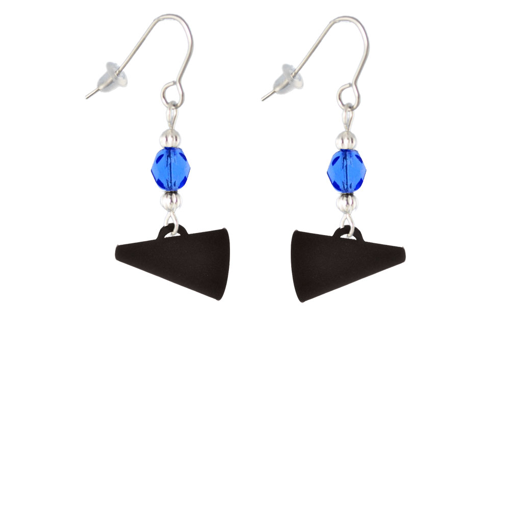 Delight Jewelry Acrylic 3/4" Black Megaphone Blue Bead French Earrings