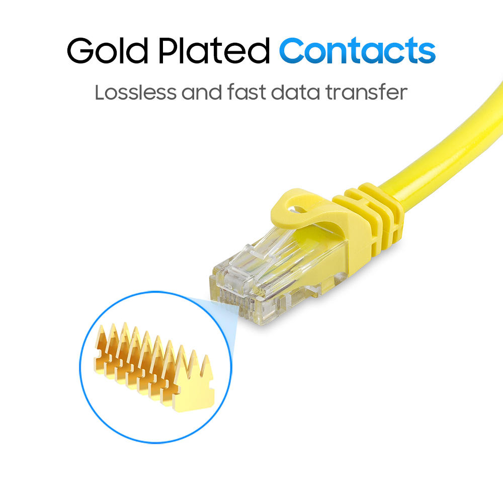 CMPLE Cat6 Patch Cable with Gold-Plated RJ45 Contacts, 10 Gbps - 550 MHz, Cat6 Network Ethernet LAN Cable - 100FT Yellow