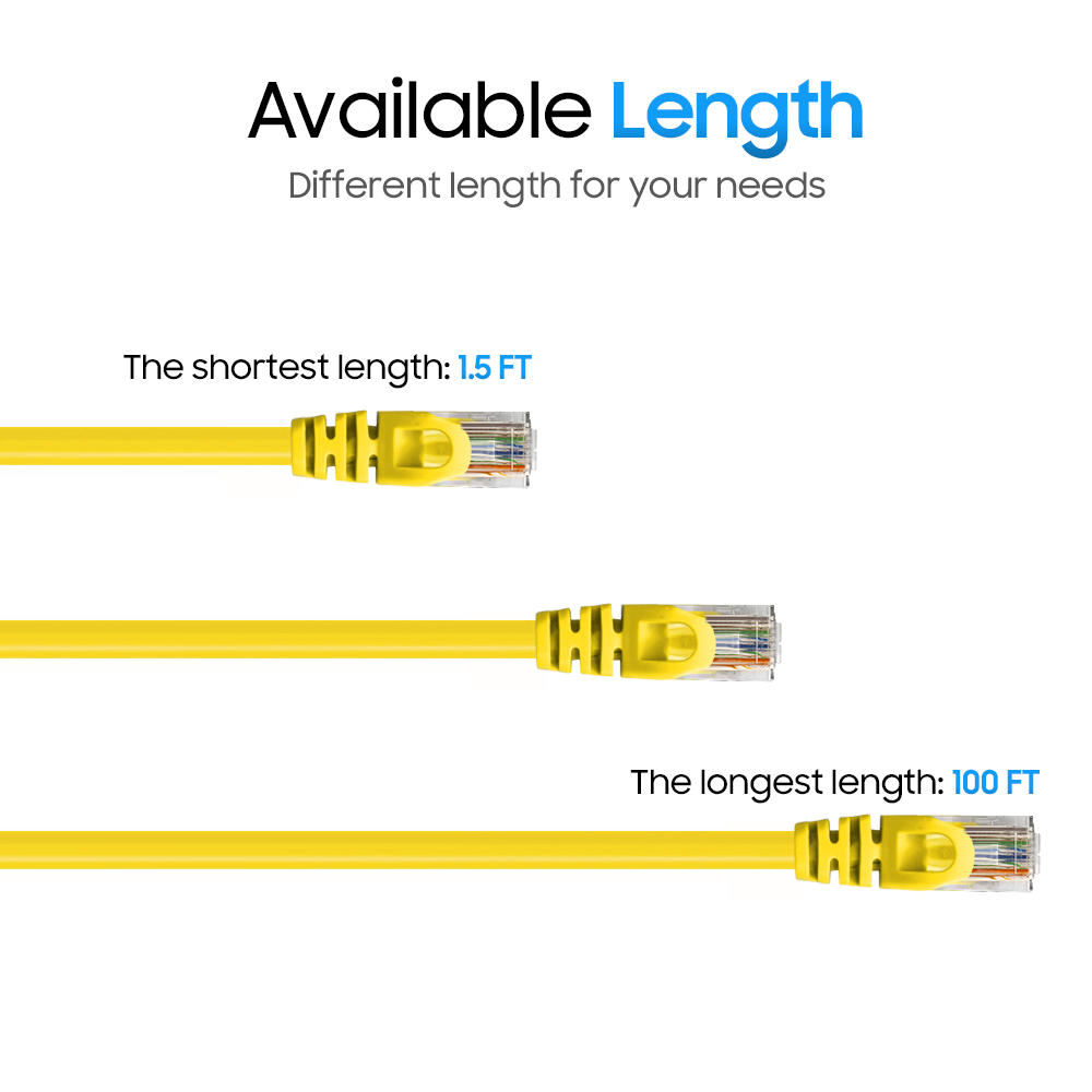 CMPLE Cat6 Patch Cable with Gold-Plated RJ45 Contacts, 10 Gbps - 550 MHz, Cat6 Network Ethernet LAN Cable - 100FT Yellow