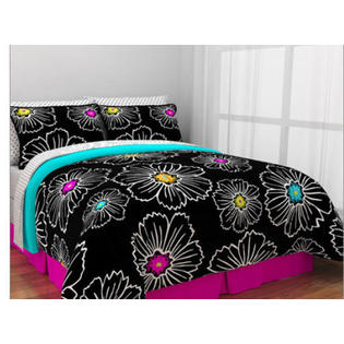 Kids Bedding Hot Pink Teal Black Teen Girls Reversible Twin