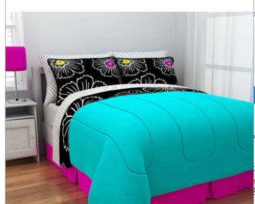 Kreative Kids Hot Pink Teal Black Teen Girls Full Comforter