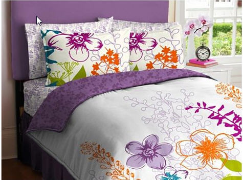 Modern Living Purple Green Orange White Girls Multi Flower