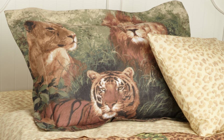 Wild Cats Lion Leopard Tiger Jungle Safari King Comforter Set