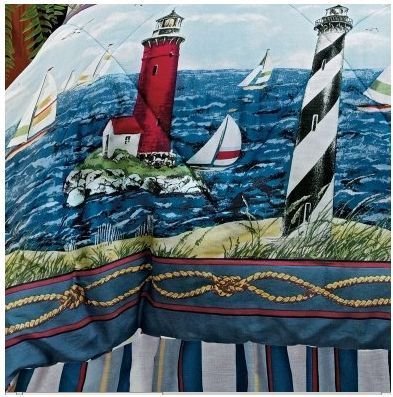 Nautical Living Lighthouse Sailboat Nautical Queen Comforter