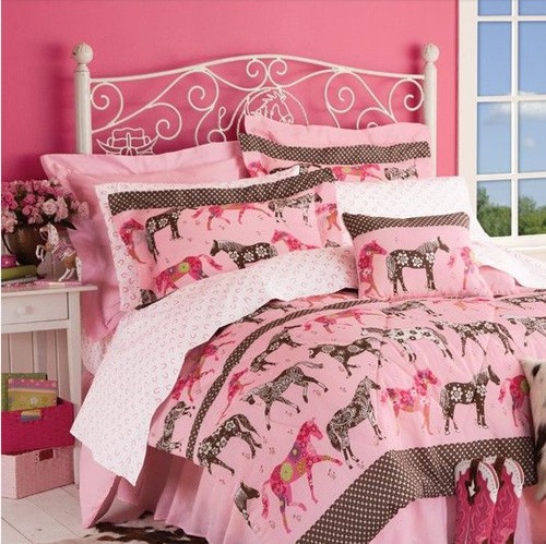 Western Living Pink Paisley Pony Girls Horse Pink Twin Comforter
