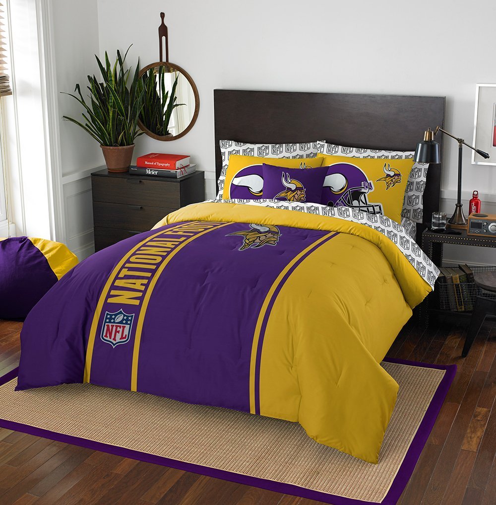 Minnesota Vikings Nfl Full Comforter Sheets Shams 7 Piece Bed