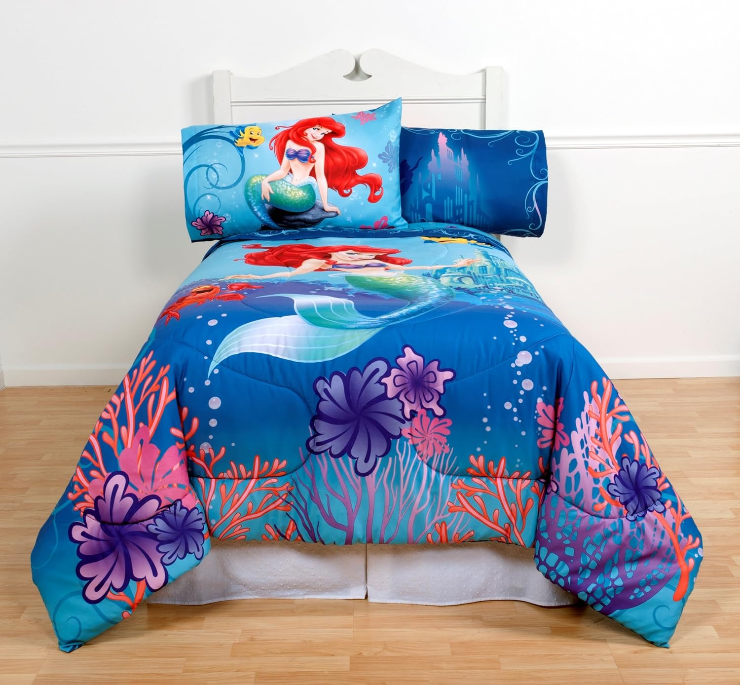 Disney's The Little Mermaid Twin Comforter & Sheet Set (4 Piece Girls Bedding) K