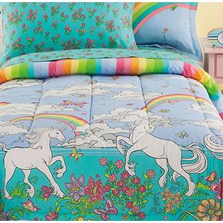 Fairy Tale Rainbows Unicorns Girls Twin Comforter Set 6 Piece