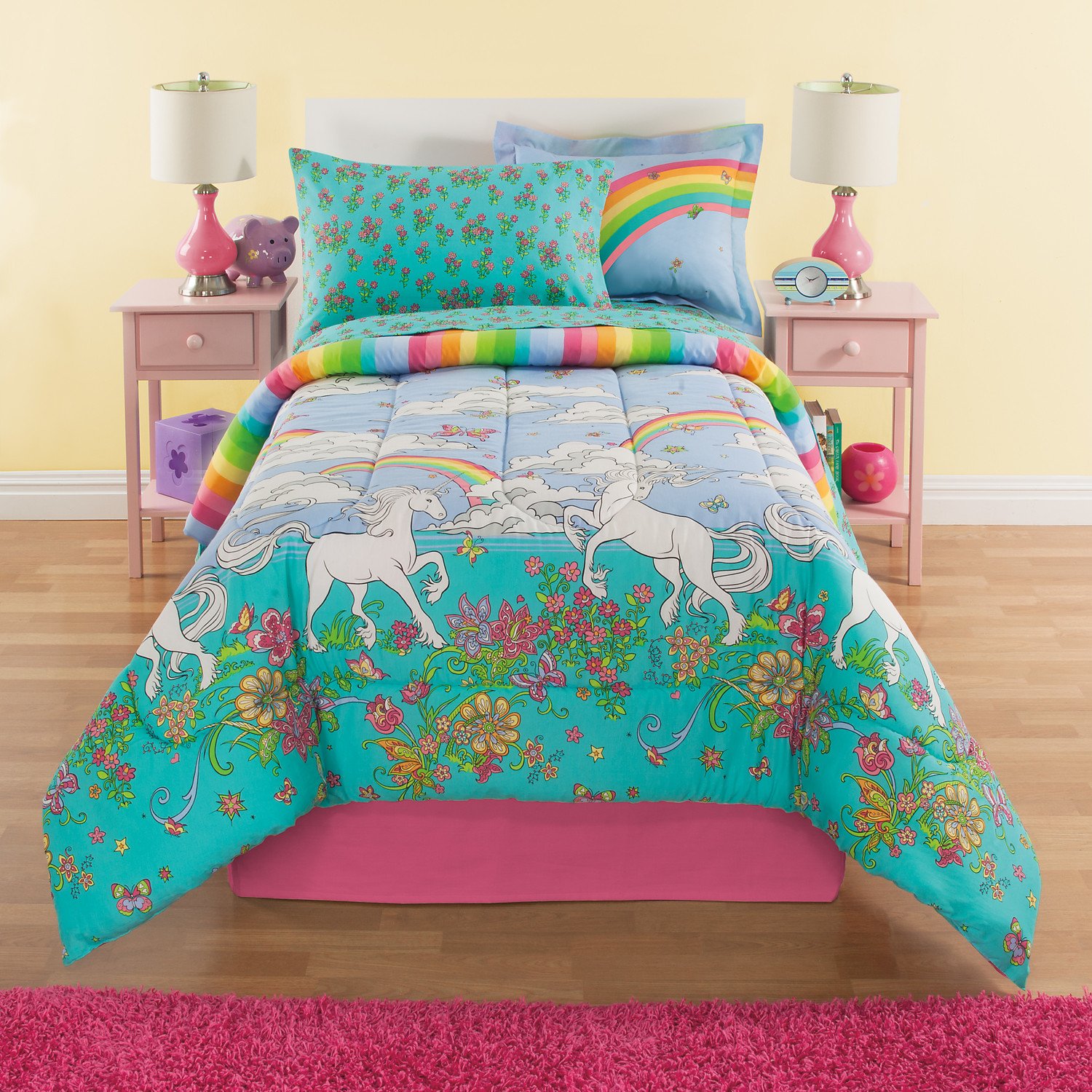 Kids Comforters Comforter Sets Sears Fairy Tale Rainbows Unicorns Girls Twin Comforter Set 6 Piece Bed In A Bag