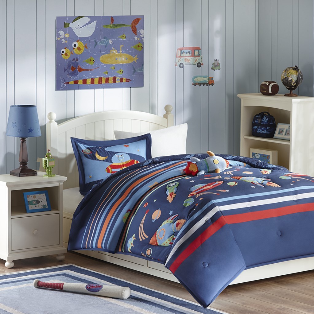 Kids Bedding Outer Space Rockets Aliens Twin Comforter Sham