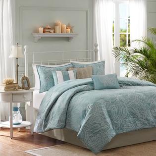 Island Living Soft Blue Seass Starfish Beach House Tropical Cal King Comforter Set 7 Piece Bed In A Bag Island Living Soft Blue Seass, California King Comforter Bed In A Bag
