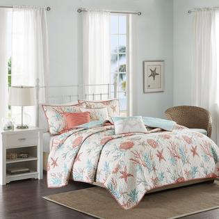 Coastal Living Coral Teal Seashells Starfish Beach House
