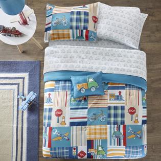 Kids Bedding Construction Trucks Trains Airplanes Patchwork