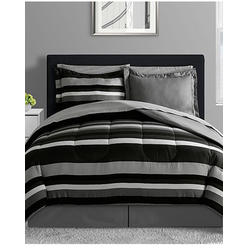 Find Urban Living Available In The Bedding Section At Kmart Urban Living Black Gray White Boys Reversible Stripe Twin Comforter Set 6