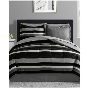 Urban Living Black Gray White Teen Boys Reversible Stripe