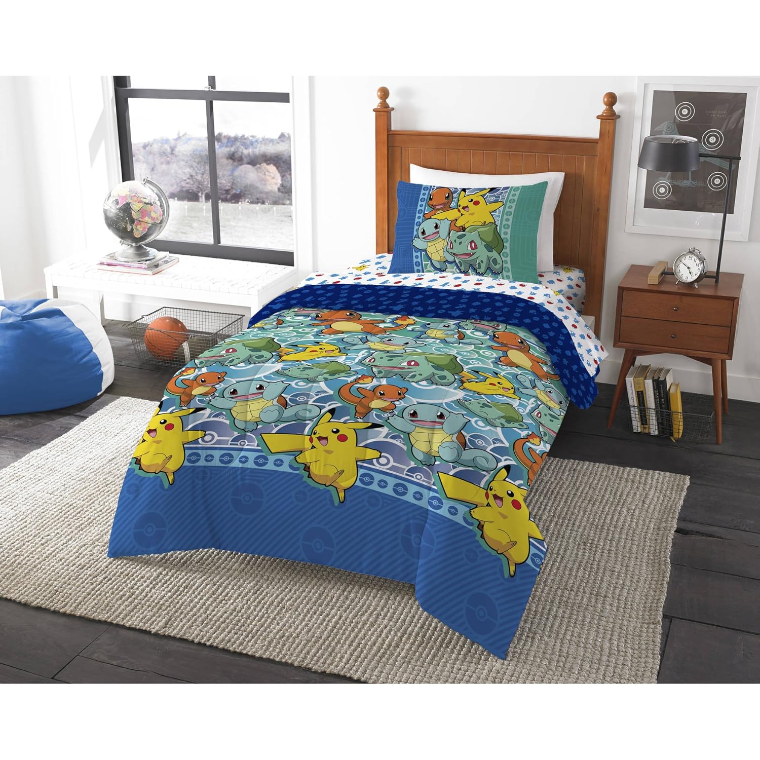 Nintendo Pokemon Pikachu Twin Comforter Sheet Set 4 Piece Bed