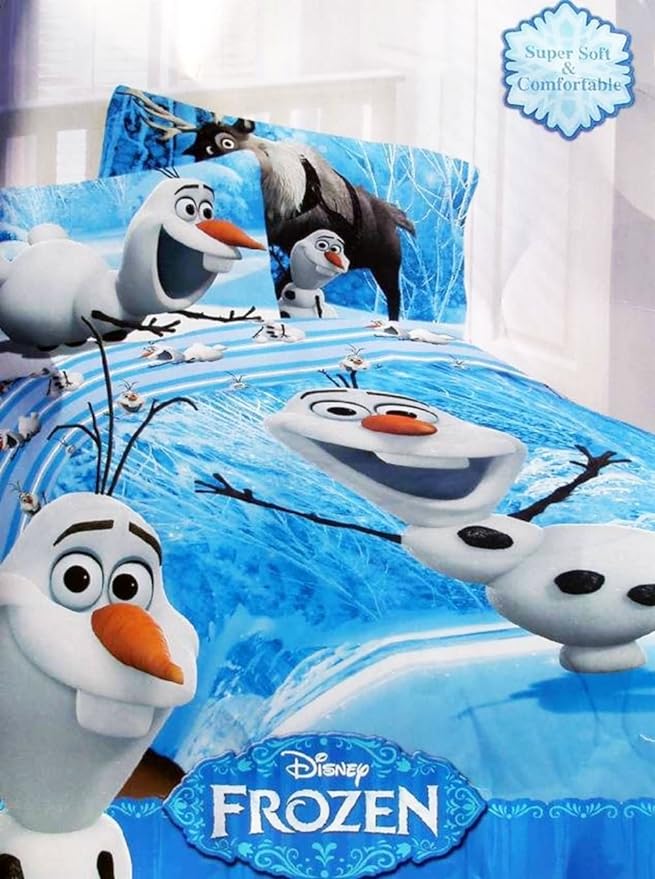 Disney's Frozen OLAF & SVEN Twin Comforter & Sheet Set (4 Piece Bed In A Bag)