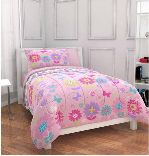 Kids Bedding Pink Daisies Butterflies Girls Twin Comforter Set