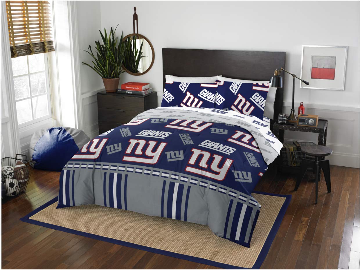 NFL NY Giants Queen Comforter & Sheet Set (5 Piece Bedding)