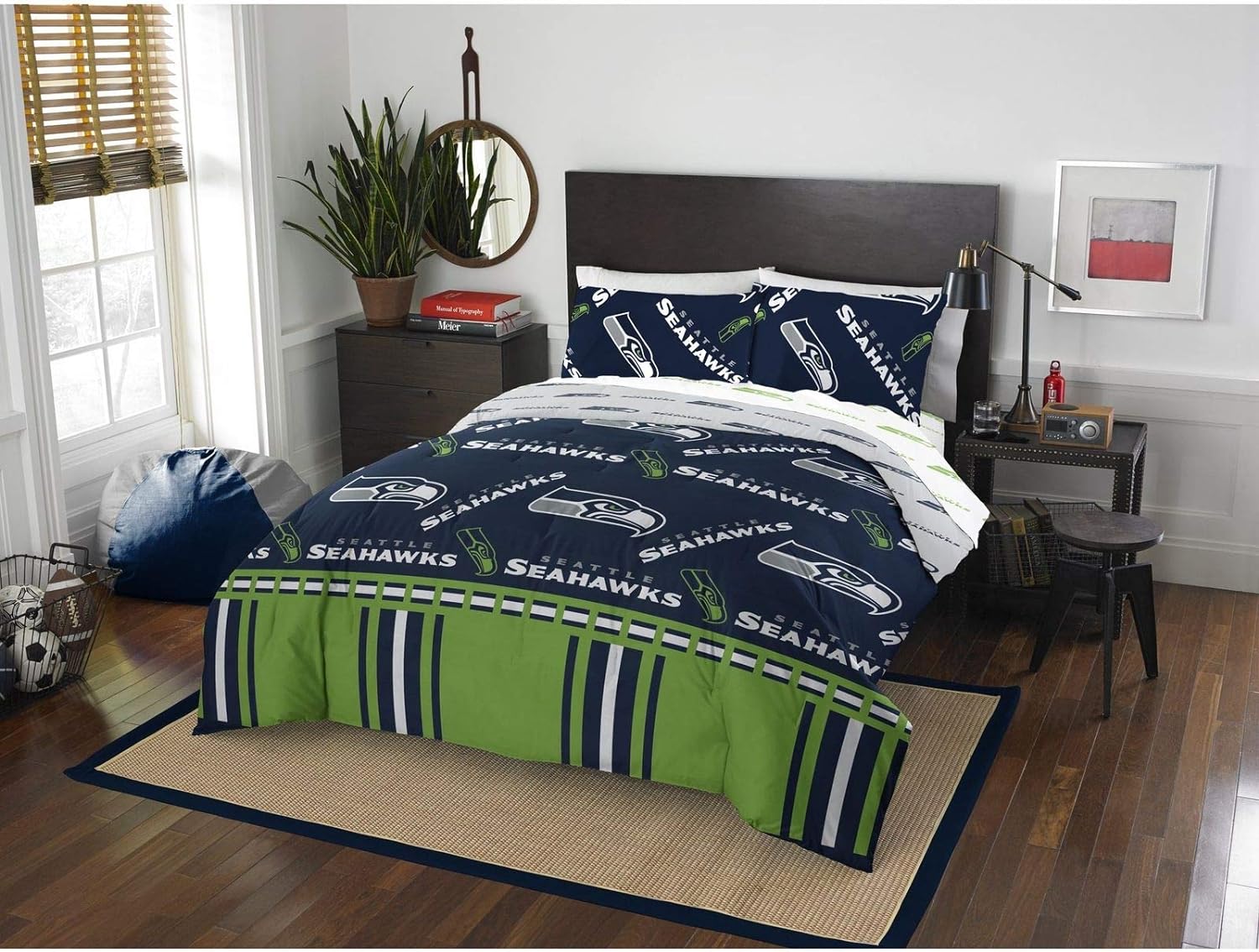 NFL Seattle Seahawks Queen Comforter & Sheet Set (5 Piece Bed In A Bag)