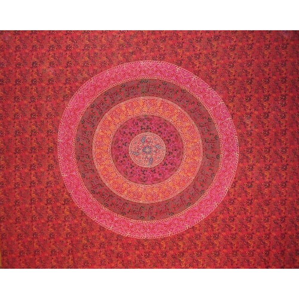 Homestead Sanganeer Indian Tapestry Cotton Spread 106" x 72" Twin Red