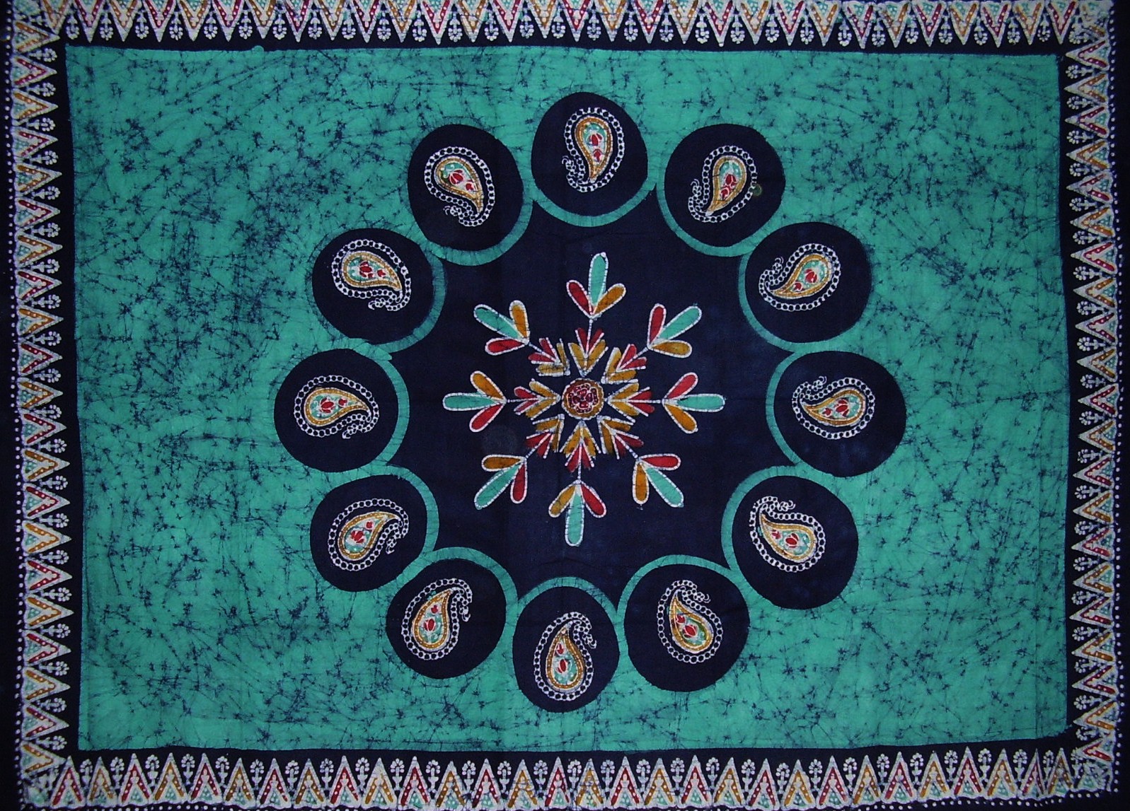 Homestead Batik Tapestry Cotton Bedspread 106" x 70" Twin Green