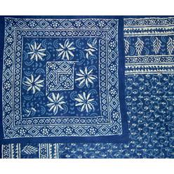 Homestead Dabu Block Print Reversible Duvet Cover Cotton  92" x 88" Fits Full-Queen Indigo Blue
