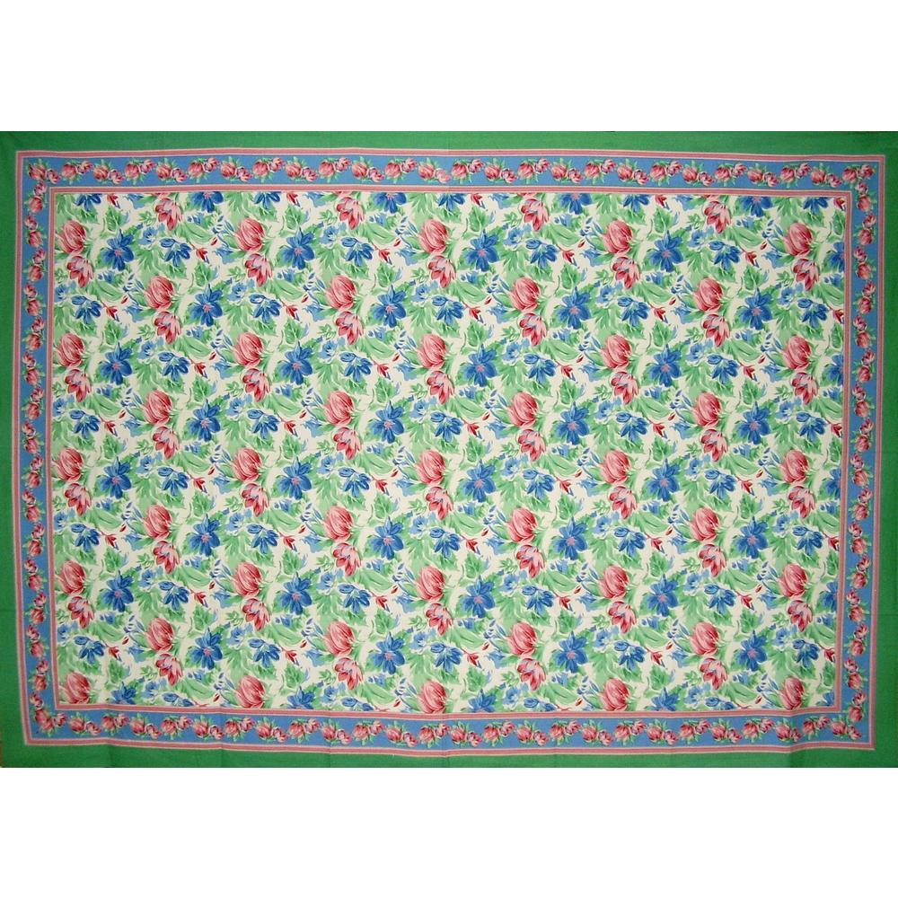 Homestead Floral Brush Cotton Tablecloth 90" x 60" Multi Color