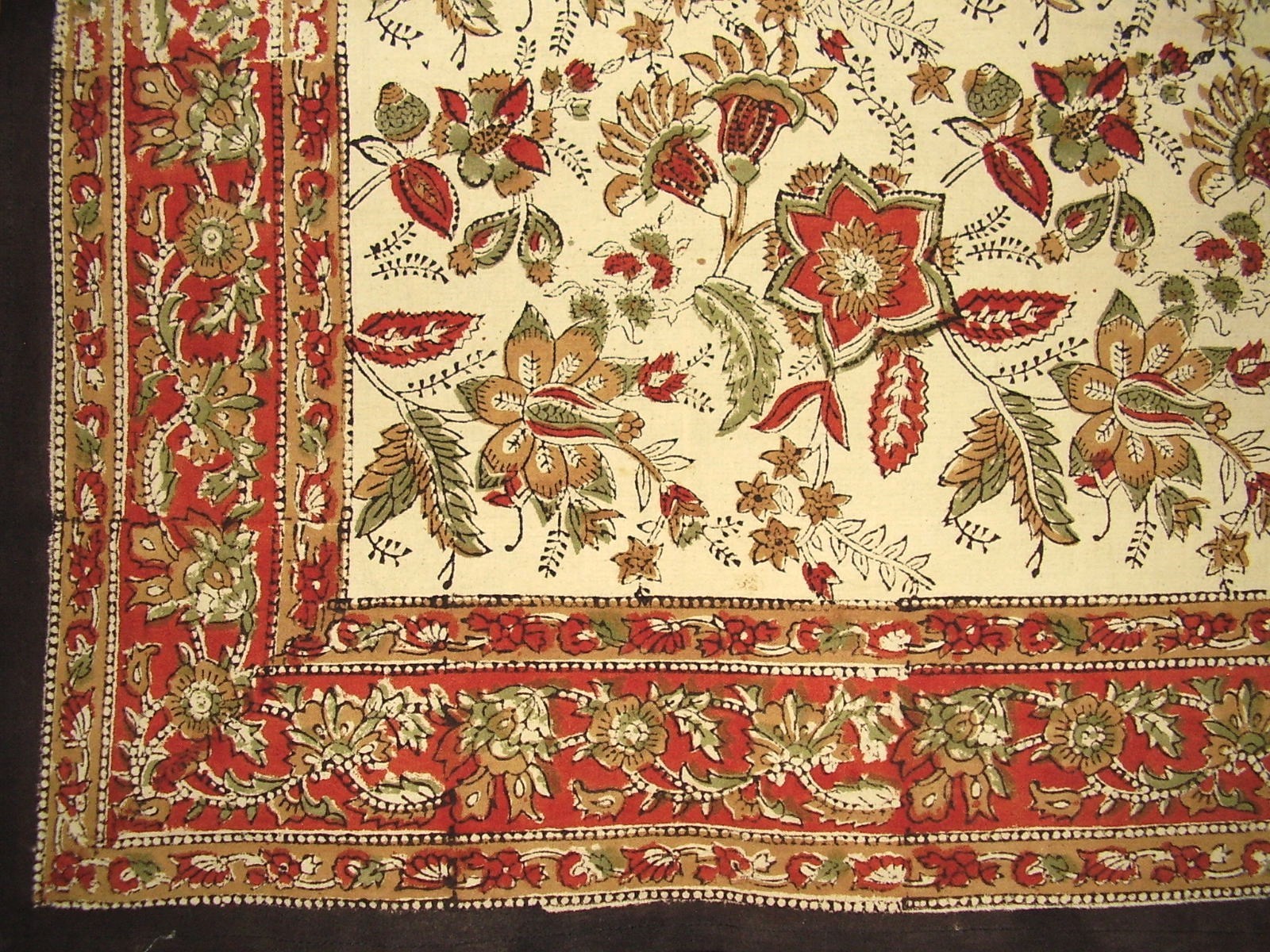 Homestead Jaipur Block Print Cotton Tablecloth 60" x 60" Autumn Colors