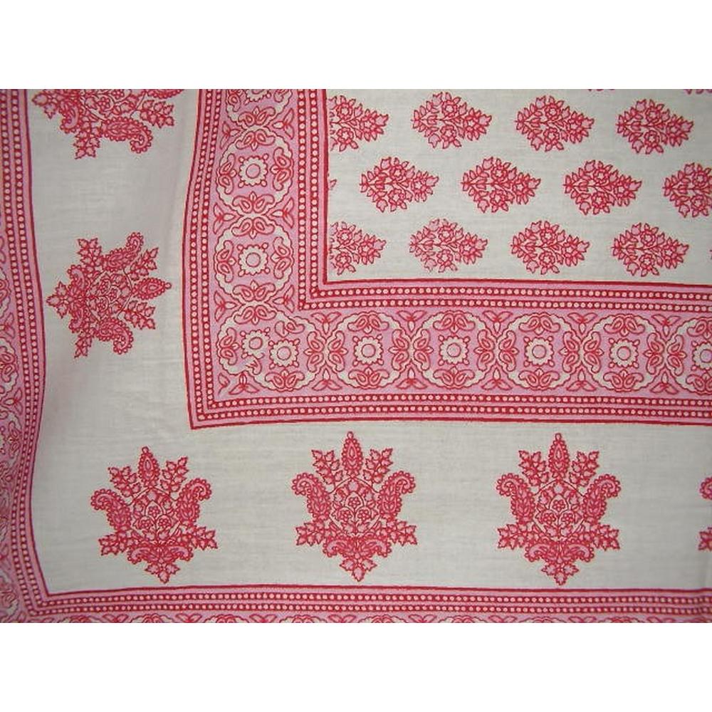 Homestead Monotone Buti Block Print Tapestry Cotton Spread 106" x 70" Twin Red