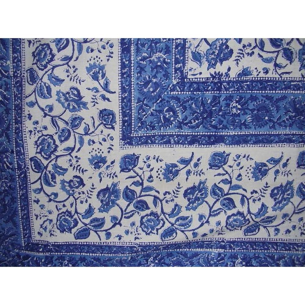 Homestead Rajasthan Block Print Tapestry Cotton Bedspread 106" x 70" Twin Blue