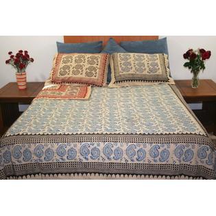 Homestead Paisley Block Print Reversible Duvet Cover Cotton 92 X