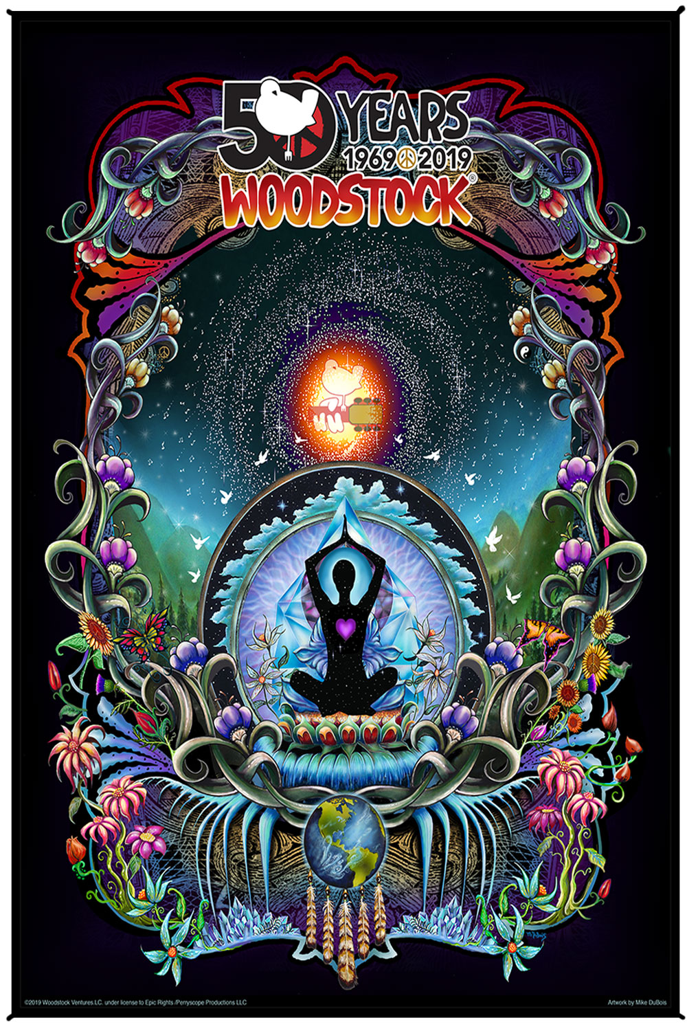 Sunshine Joy Woodstock We Are Stardust 50th Anniversary Heady Art Print Mini Tapestry 30x45 with FREE 3-D Glasses