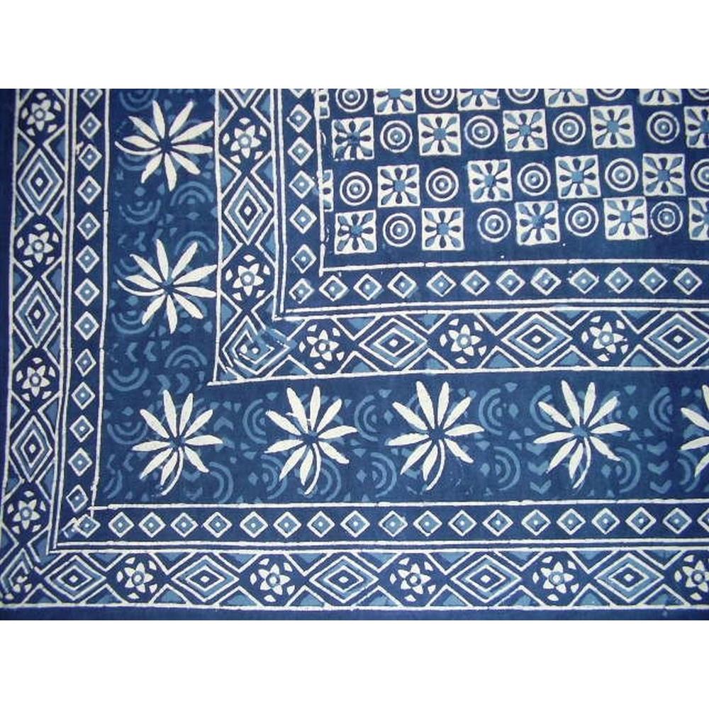 Homestead Dabu Indian Tapestry Cotton Bedspread 108" x 88" Full-Queen Blue