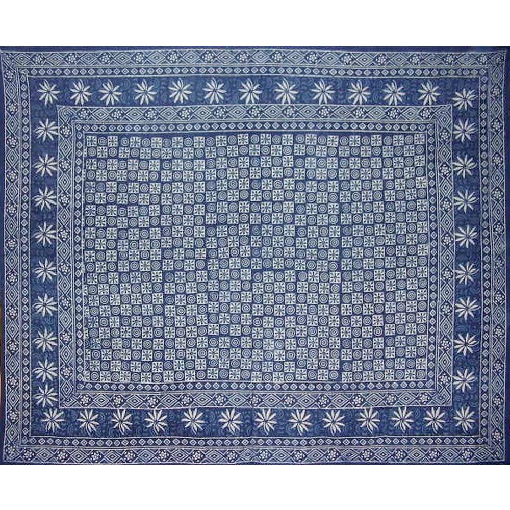 Homestead Dabu Indian Tapestry Cotton Spread 106" x 72" Twin Blue