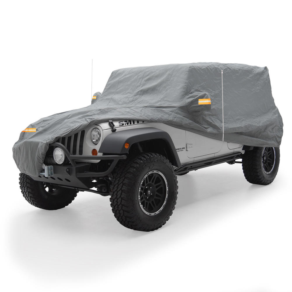 North East Harbor Gray Car Cover Compatible with Jeep Wrangler 2007-2022 JK, JL 4-Door Models | Waterproof Fabric, Weather Protection, with Driver