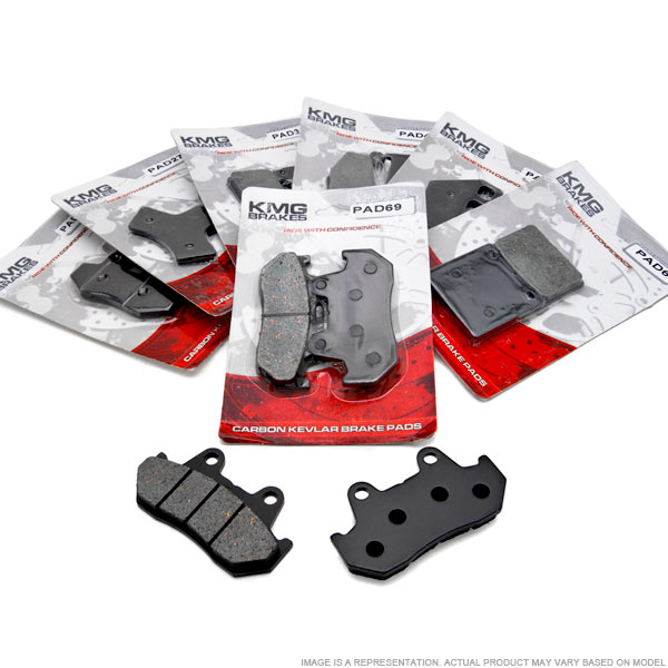 KMG Front + Rear Brake Pads Compatible with 2003-2007 Honda VTX 1300 S Retro - Non-Metallic Organic NAO Brake Pads Set