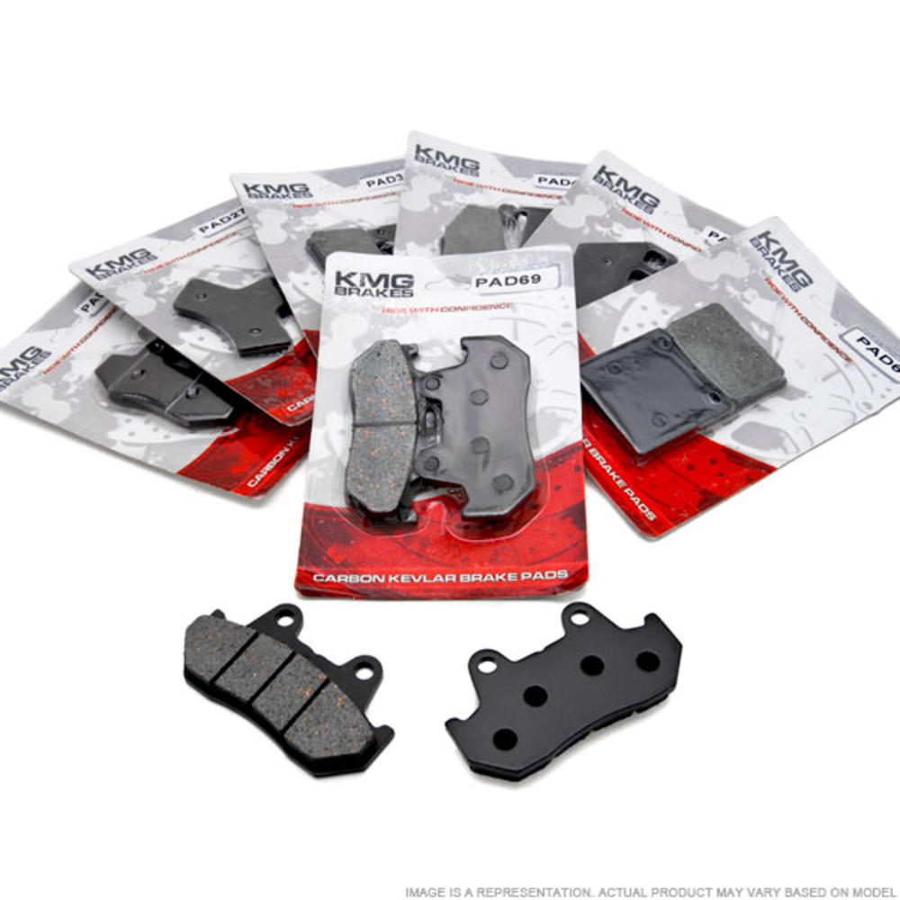 KMG Front + Rear Brake Pads Compatible with 1995-1999 Honda VT 1100 C2 Shadow - Non-Metallic Organic NAO Brake Pads Set