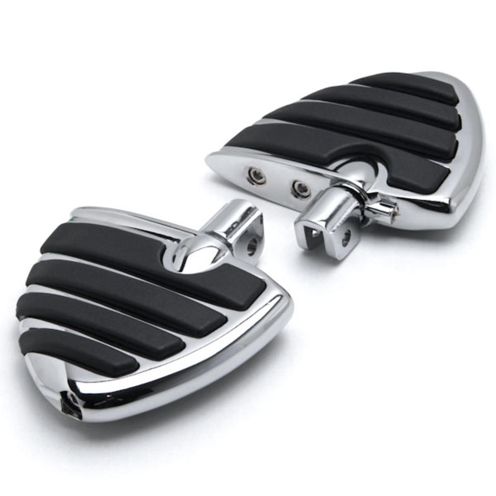 Krator Chrome Motorcycle Wing Foot Pegs Footrests L+R Compatible with Honda Gold Wing GL1800 & F6B 2001-2013 Front
