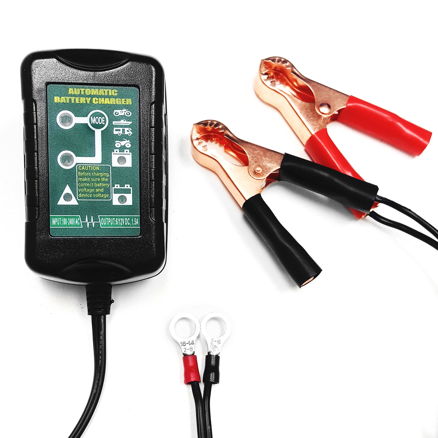 Biltek Smart Battery Trickle Charger Maintainer 1.0 Amp 12V / 6V - Fully Charges Maintains Proper Voltage - Prevents Overcharge -