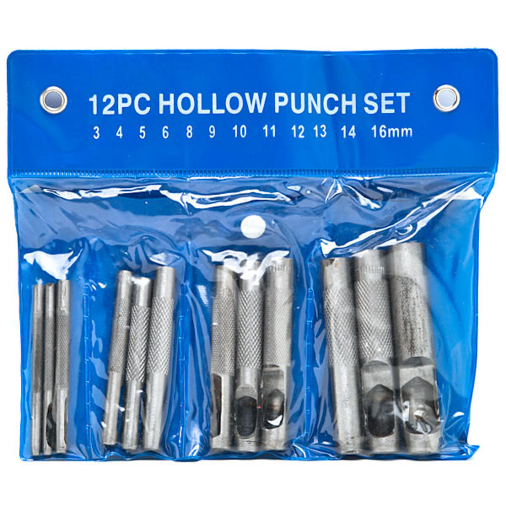 Biltek 13pc Hollow Metal Leather Punch Set Punches Professional Wood Plastic Gasket