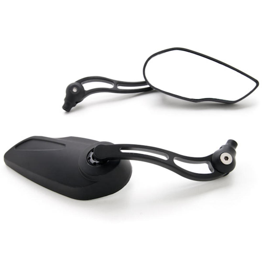 Krator Custom Rear View Mirrors Black Pair w/Adapters Compatible with Ducati Monster 620 696 750 796 900 1000 1100 S2R