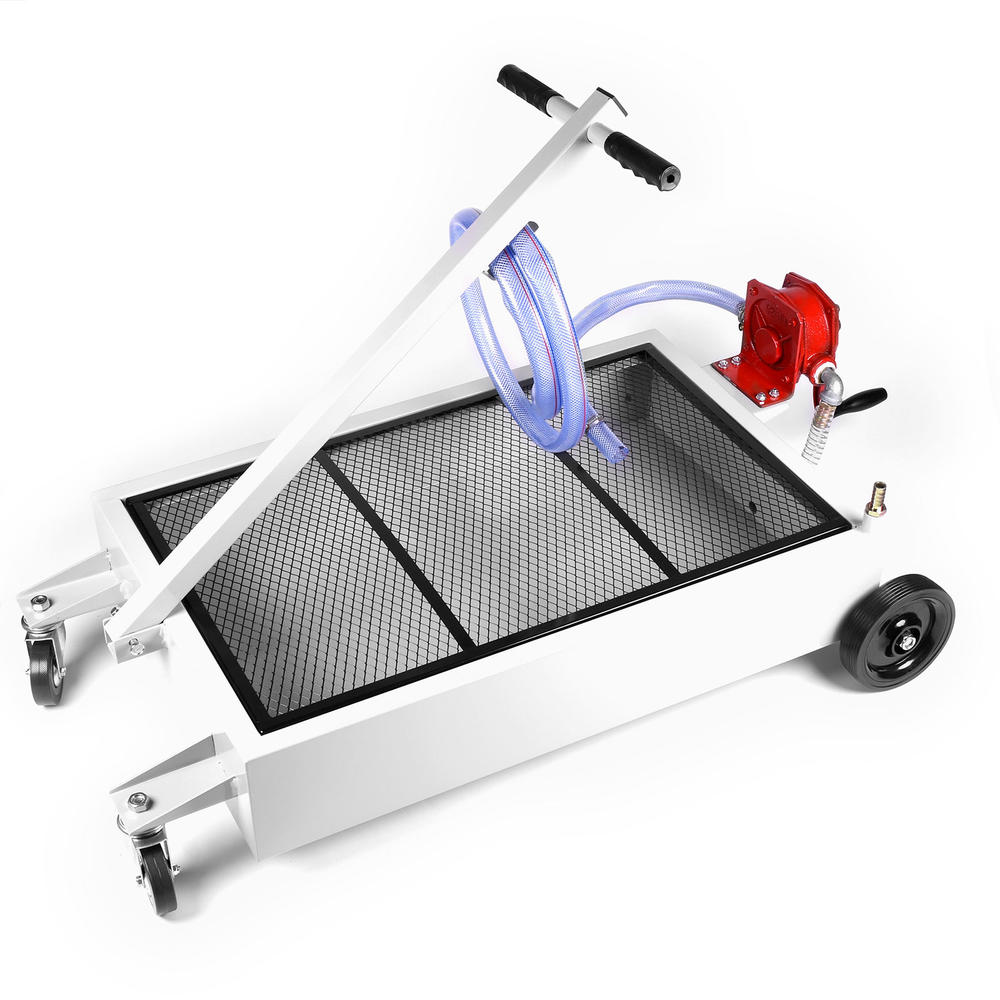Biltek Portable Oil Drain Pan with Crank Pump 15 Gallon Low Profile Oil Change Pan for Cars, Trucks, SUVs, etc.